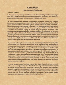 Teaching on Chanukkah