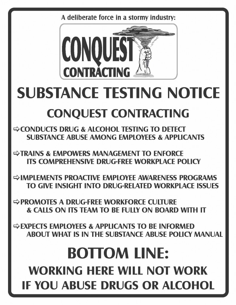 Company Substance Testing Policy Notice