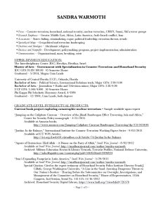 Sandra Warmoth’s Curriculum Vitae